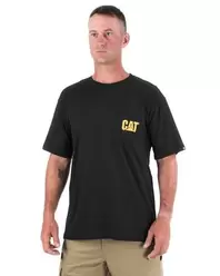 Polera Manga corta Casual Hombre LOGO POCKET TEE Negro CAT