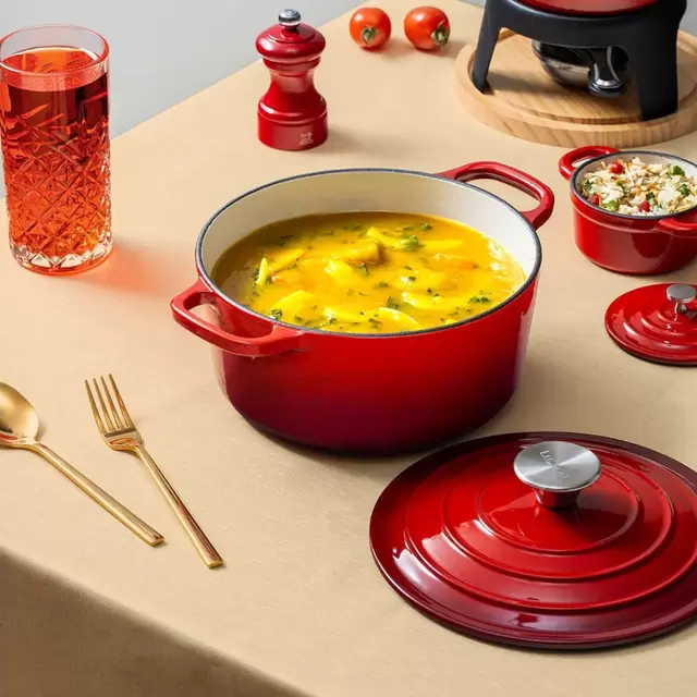 Olla Fierro Esmaltado 2,5L Rojo 22cm