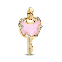 Charm Colgante Grande Llave de Amor Rosado Opalescente
