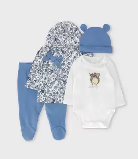 Conjunto recién nacida floreado 4 piezas
