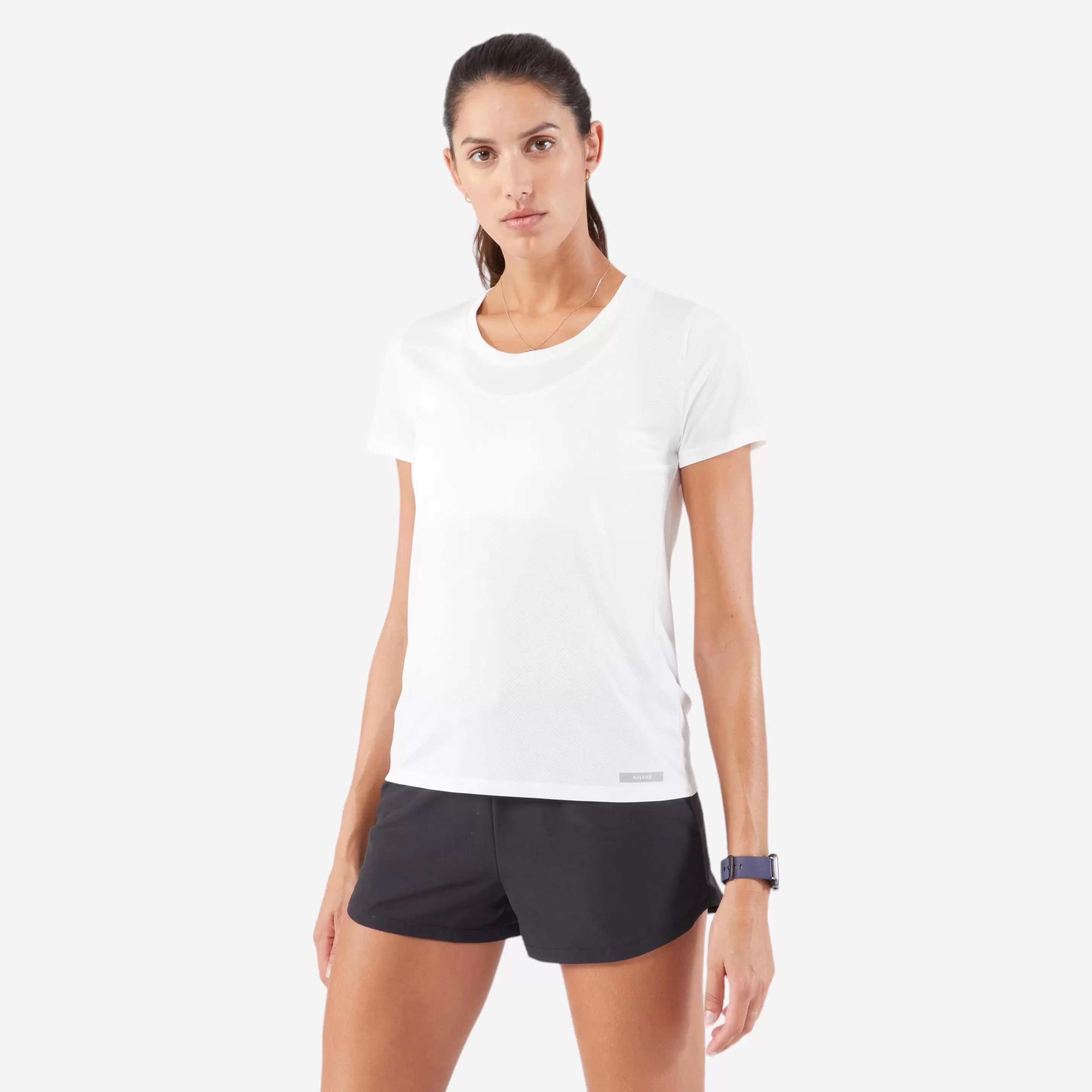 POLERA DE RUNNING TRANSPIRABLE MUJER RUN 100 NEGRO