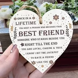 -2%1 pieza Placa colgante con forma de corazón de la , adecuada como regalo de cumpleaños o aniversario para la mejor amiga, decoración de pared o puerta del hogar