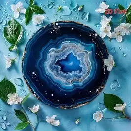 -10%Elegante arte de pared de rebanada de ágata azul redonda de aluminio - Decoración vibrante para la temporada navideña y el festival de primavera, ideal para la cocina, el jardín, la oficina, la decoración del hogar
