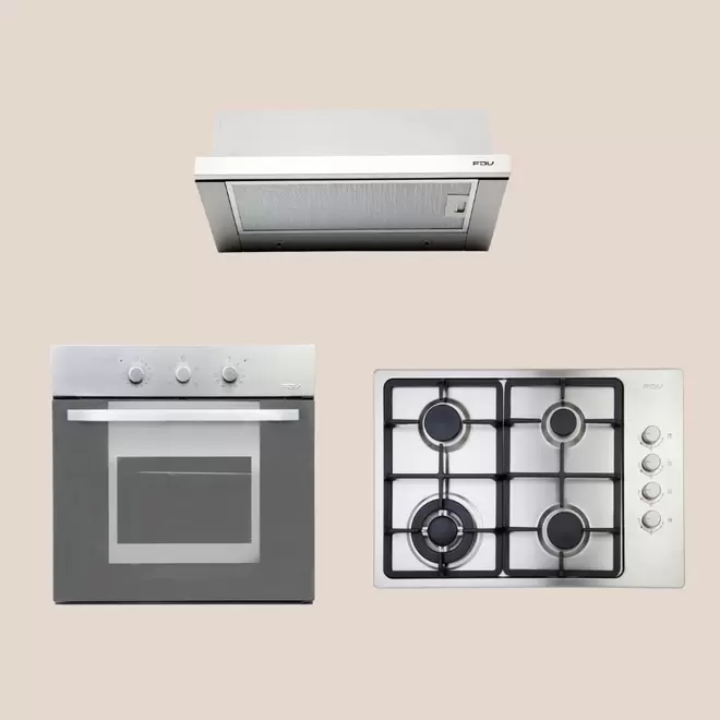 Kit Horno Elegance III 52 Lts + Campana Urban 60cm + Encimera Design 4T Natural