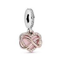 Charm colgante Corazón con Infinito resplandeciente Recubrimiento en Oro Rosa de 14k
