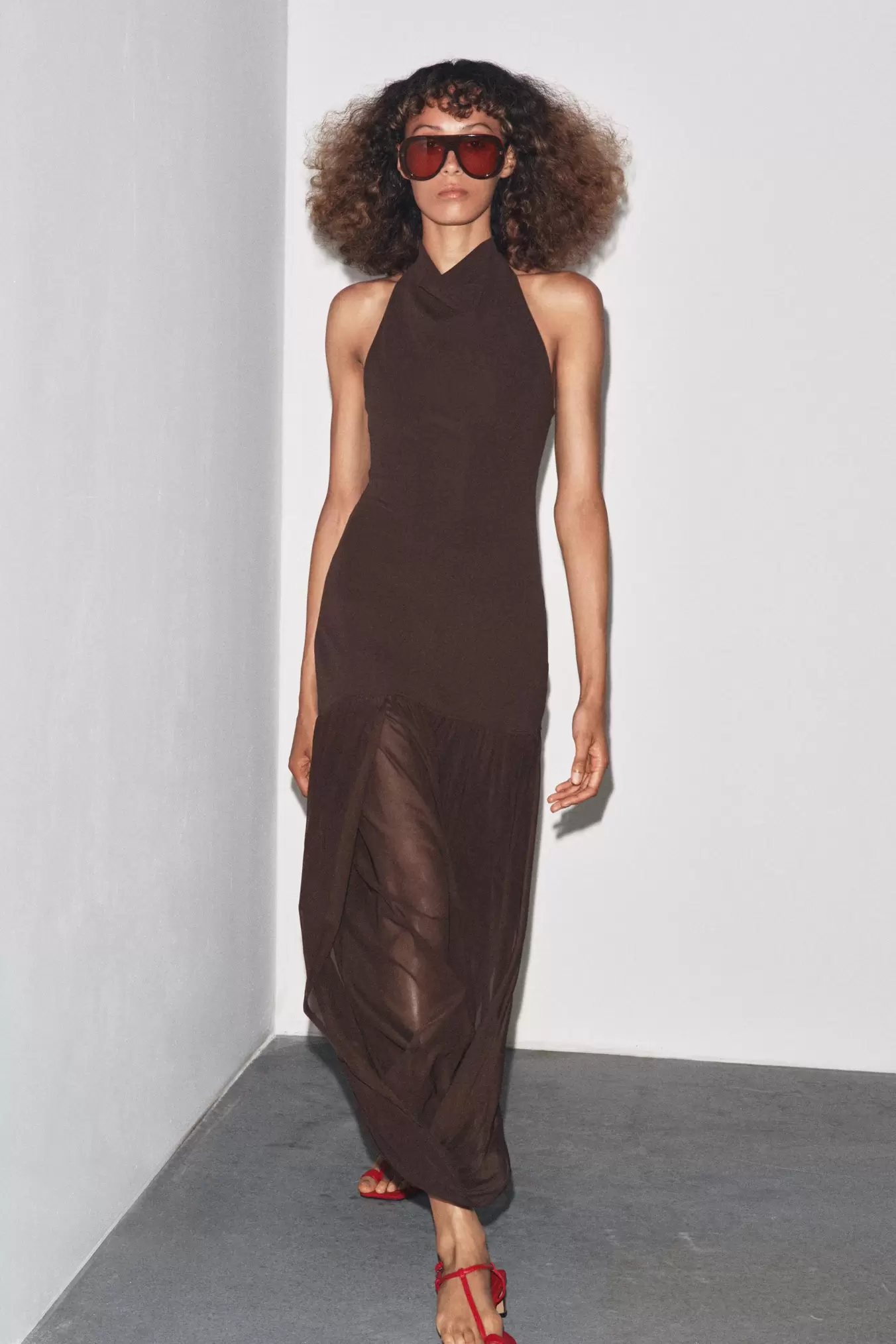 VESTIDO HALTER COMBINADO