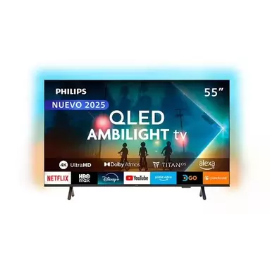 Televisor 55" Smart TV Philips 55 QLED 4K UHD con TITAN OS Philips