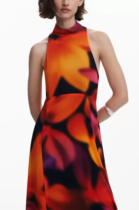 Vestido largo halter flores