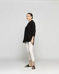 Blusa Mujer Belén Lino Manga Larga Negra LineatreBlusa Mujer Belén Lino Manga Larga Negra Lineatre