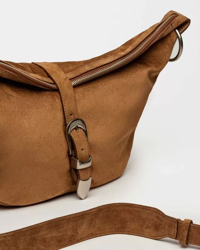 Bolso Bambu en cuero gamuza