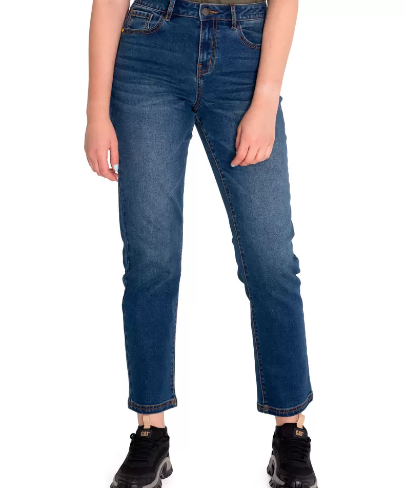 Jeans Denim Mujer Triblend Stretch Denim High-Rise Straight Azul Cat