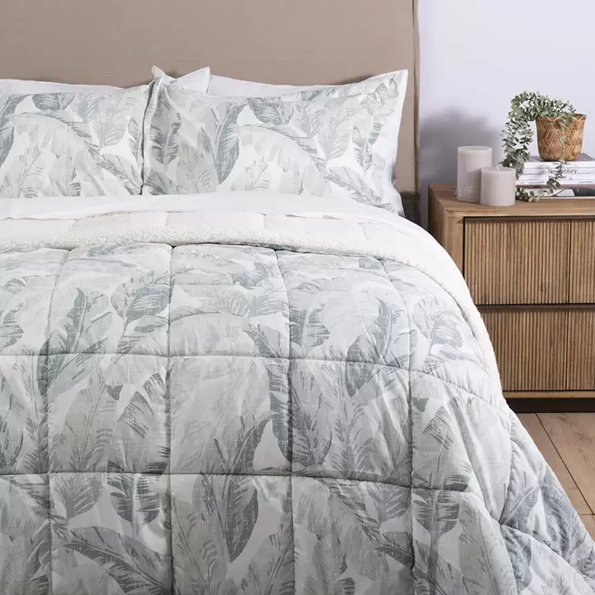 Plumón estampado sherpa cendra 2 plazas verde