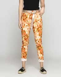 Pantalón Mujer Phedra Con Estampado Floral Camel Lineatre