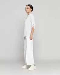 Blusa Mujer Carolina Slim Fit Tela Ligera Blanca Lineatre