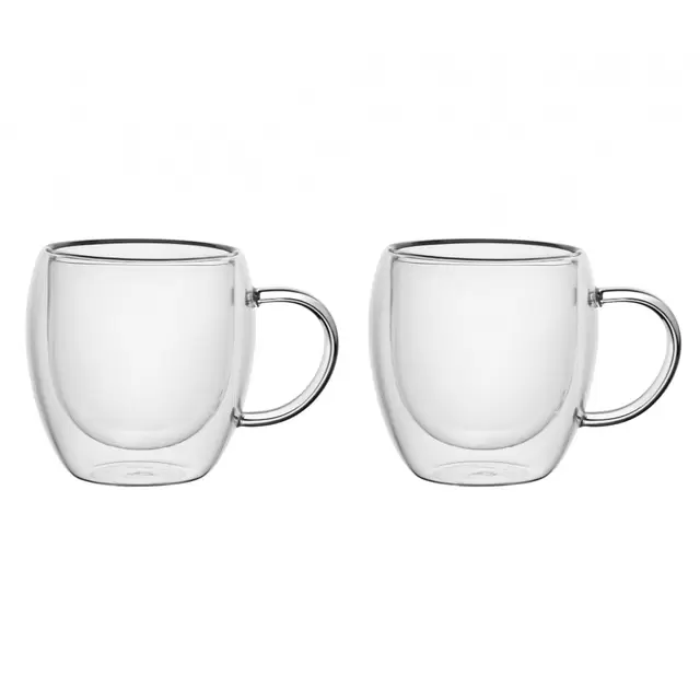 Set 2 Pzs Tazas Doble Pared 220ml Borosilicato Viena