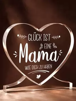 -20%1 pieza Placa de corazón de acrílico, regalo para la mamá alemana "Glück Ist Mama Wie Dich Zu Haben" de la hija o el hijo, decoración de mesa, decoración del hogar y la oficina, regalo perfecto para el Día de la Madre, cumpleaños y Acción de Gracias