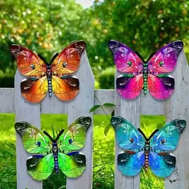 -6%Decoración de pared de 4 piezas con mariposas - Hecho de acrílico resistente a la intemperie, apto para uso en jardín al aire libre, Tamaño: 8,8 x 11 cm, Sin necesidad de electricidad, Adecuado para decoración de mariposas en el hogar, el jardín y even