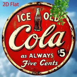 -30%Letrero de metal vintage de Cola - Arte de pared de aluminio redondo de 20,32x20,32 cm, diseño retro de hielo y cola, decoración rústica para el hogar, la cocina, el bar, la cafetería, el garaje y temas festivos, decoración vintage para el hogar