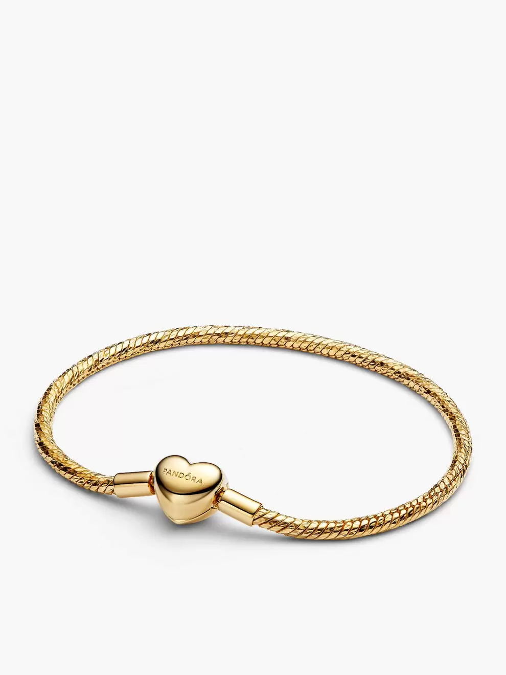 Brazalete de cadena de serpiente facetado con broche de corazón