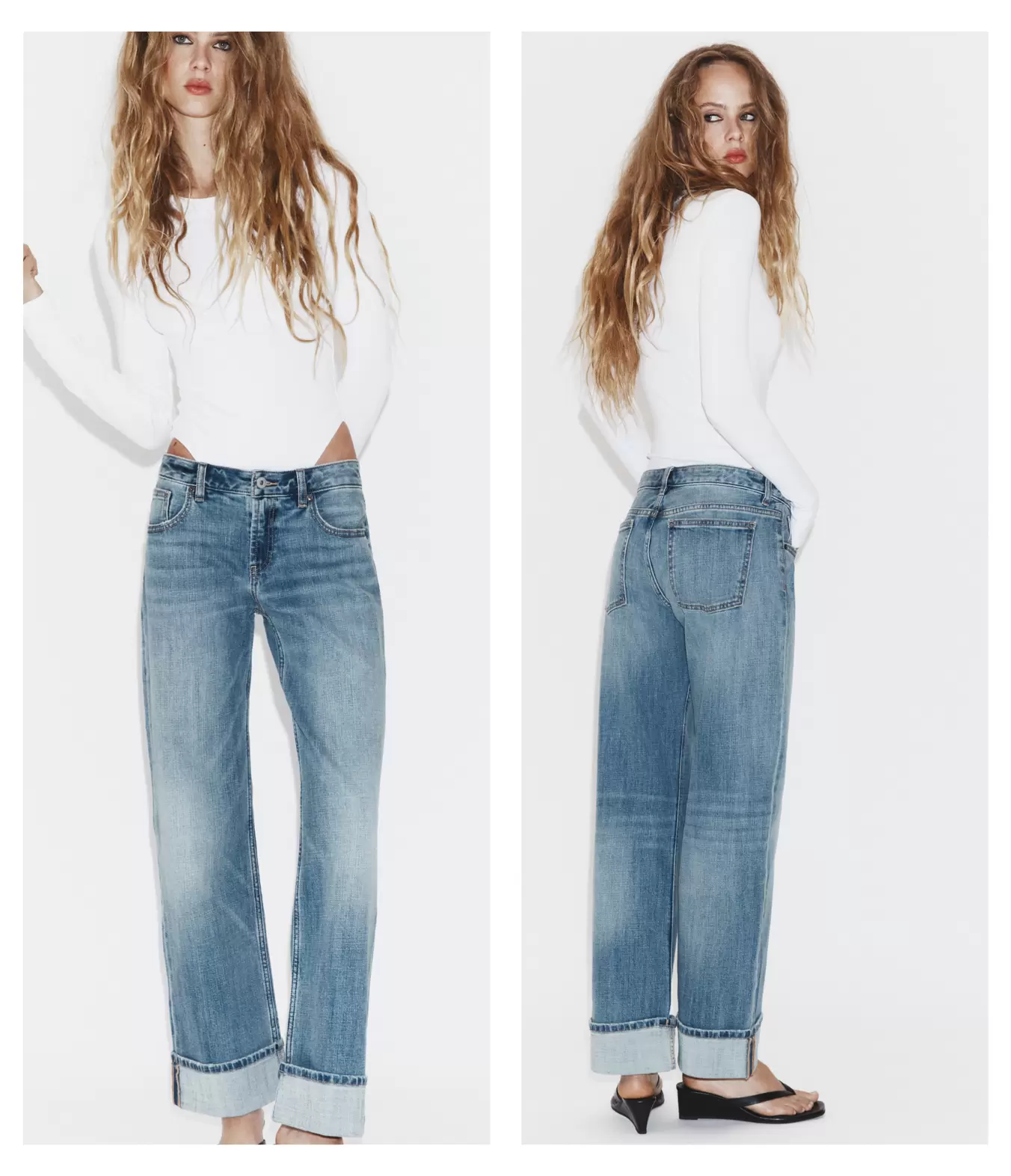 JEANS TRF RECTOS FOLD UP TIRO MEDIO