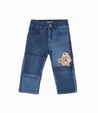 Jeans Bebé Patchwork Con Oso