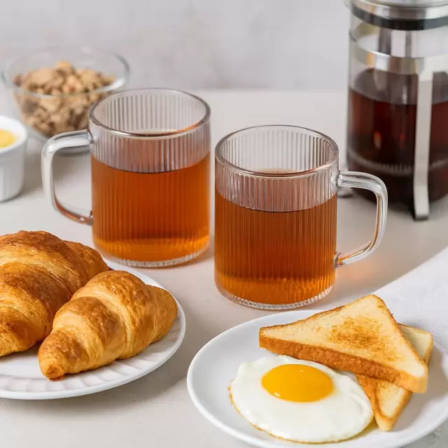 Set 2 Tazas Borosilicato Líneas 220ml