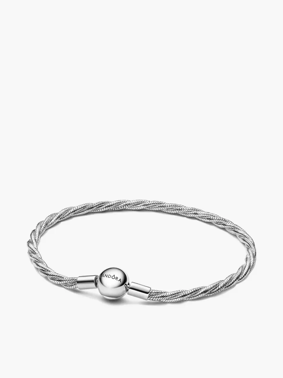 Cadena de serpiente trenzada con broche redondo de Pandora