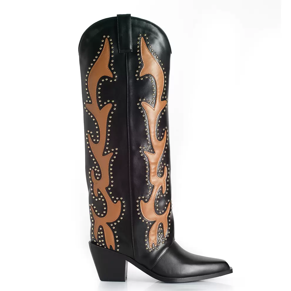 Bota Mujer Via Uno WestWinter Yukon Negro/Camel