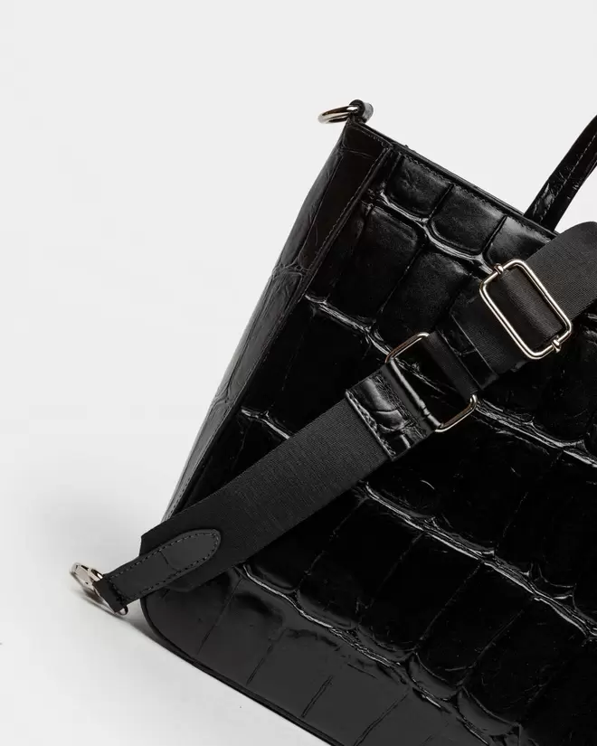 Shopper The Circle en cuero grabado big croco