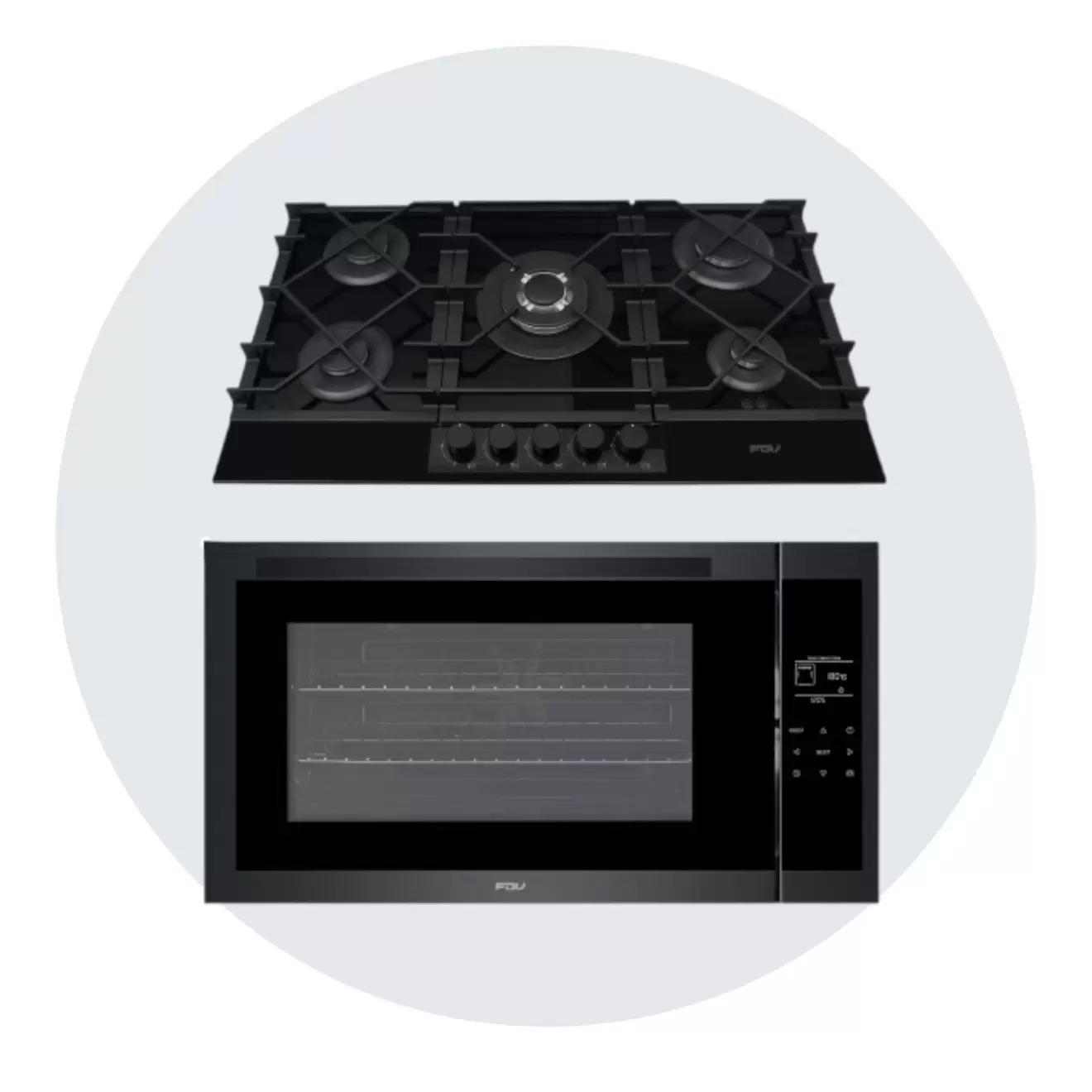 Kit Horno Empotrado Deluxe Prestige Chef 88 Lts + Encimera a Gas Natural Signature 5 Quemadores 90 cm FDV