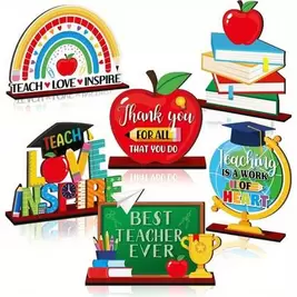 Temporada de regreso a la escuela Temporada 6 Regalo de aprecio al maestro: Decoración central de madera. Gracias, mejor maestro. Letrero de madera. Decoración de escritorio. Adecuado para hogares, cocinas, escuelas, aulas, escritorios, estantes, decoraci