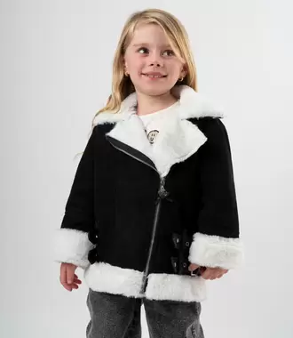 Chaqueta niña aviadora de gamuza