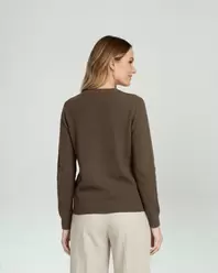 Sweater Mujer Renata Relaxed Cuello Redondo Manga Caída Chocolate Lineatre
