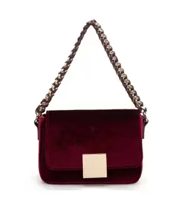 Cartera Retro Con Tapa Burdeo