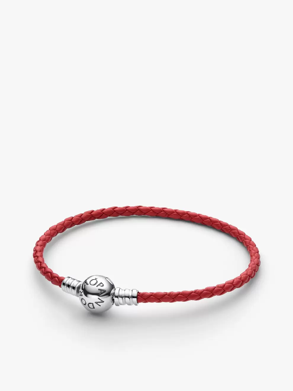 Brazalete de cuero trenzado rojo