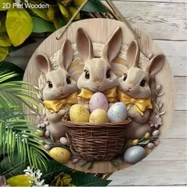 -11%Decoración de pared de madera retro 2D de Pascua - Diseño lindo de conejo y huevo de Pascua, decoración para el hogar, oficina, cafetería, sin necesidad de energía, set de 1 pieza, decoración de dormitorio, decoración de patio, regalos exquisitos para