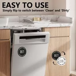 -8%Imán redondo para lavavajillas con señal de limpio/sucio, señal magnética de doble cara que dice limpio/sucio, fácil de leer para organizadores de cocina y accesorios de decoración, en negro y blanco