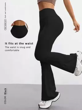 -5%FWH Pantalones elegantes, versátiles y estilizantes de estilo europeo, con cintura alta, piernas anchas y efecto levantador de glúteos, ideales para yoga, fitness y deportes de invierno