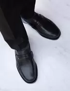 Mocasines Tubular Cuero Cabritilla Hombre Suela De Cuero Cab-3-32 Negro