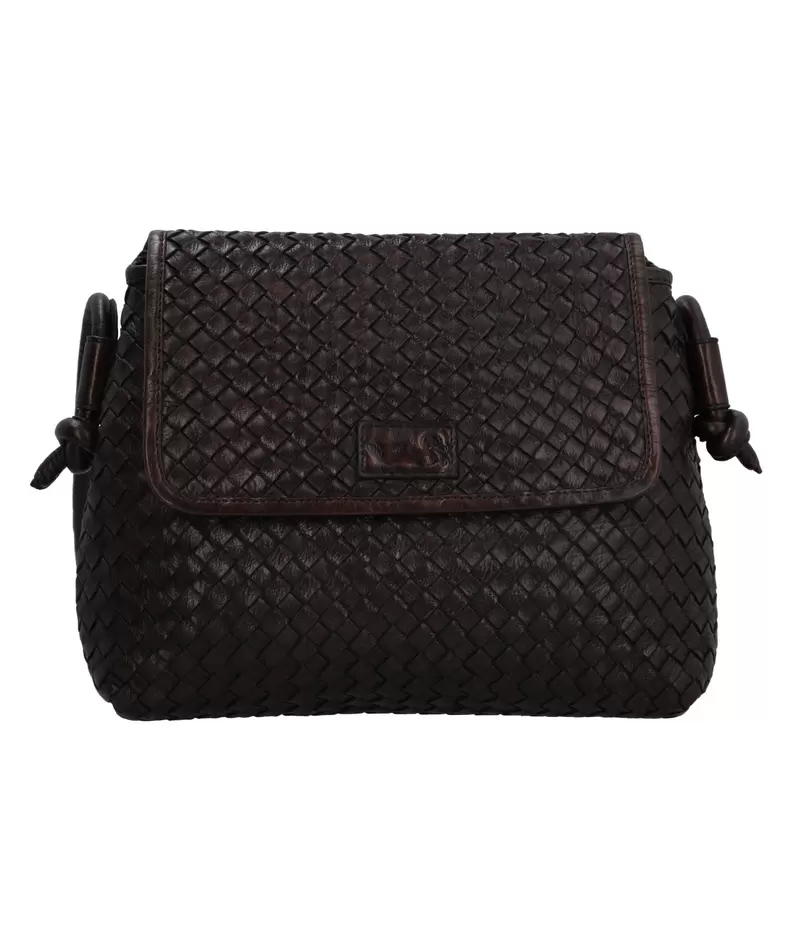 Cartera Cuero Mujer Ws Woven Cross Café