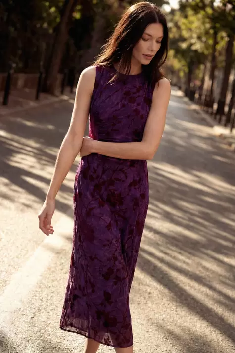 Vestido midi flocado