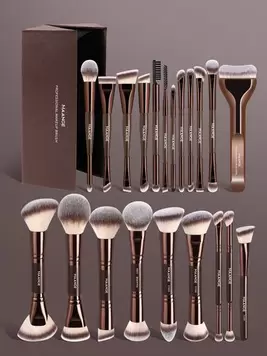 -19%MAANGE Set de brochas de maquillaje de 6/7/14/22/38 piezas de tubo de aluminio duradero, incluye 21 brochas de maquillaje de doble extremo + 1 bolsa de almacenamiento, que contiene brocha de base, brocha de polvos, brocha de rubor, brocha de corrector