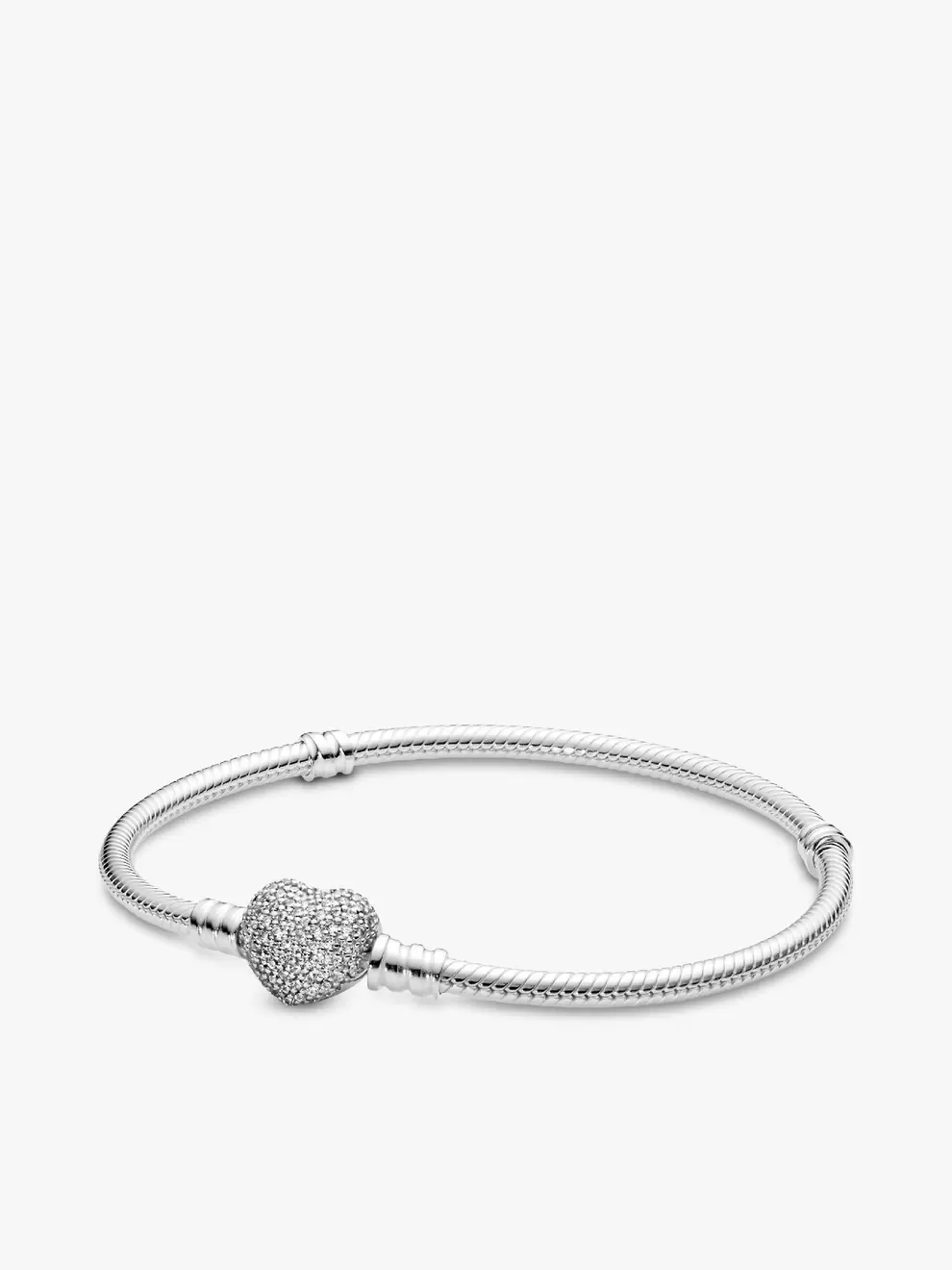 Brazalete de cadena de serpiente y corazón brillante