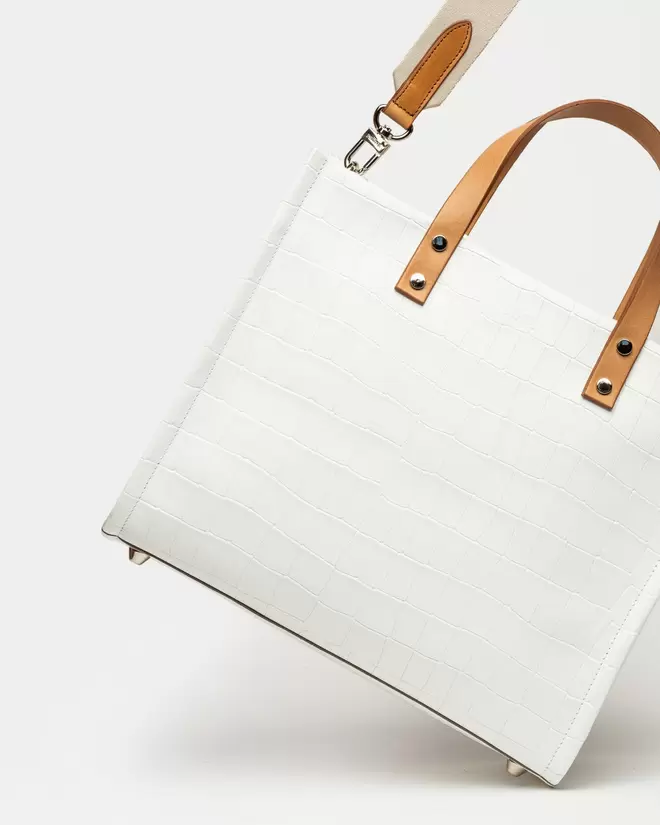 Cartera de mano Capri en cuero grabado croco