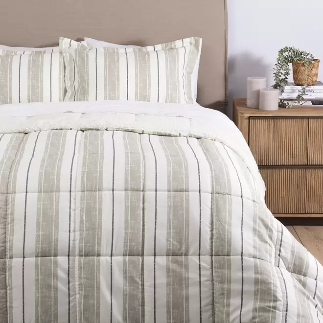 Plumón Estampado Sherpa Aus 2 Plazas Beige