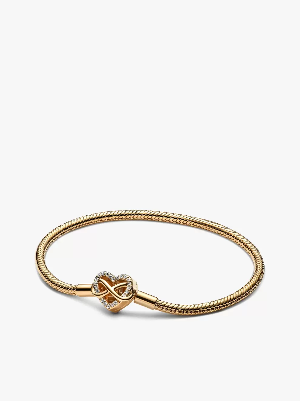 Brazalete de Cadena de Serpiente con Cierre de Corazón Infinito Brillante