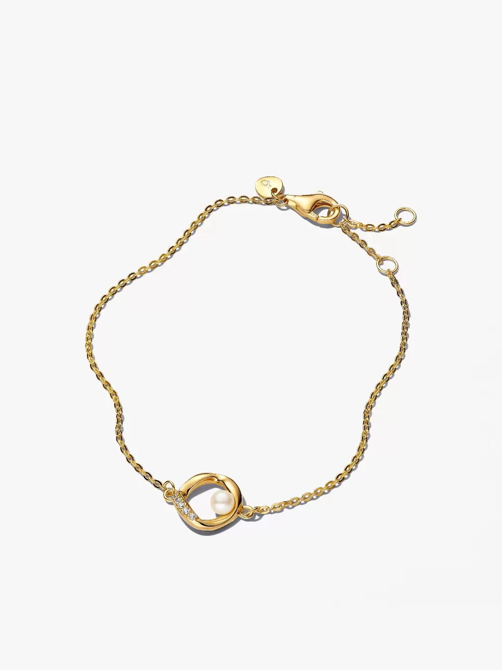 Brazalete Círculo de Pavé con forma orgánica y perla cultivada de agua dulce tratada