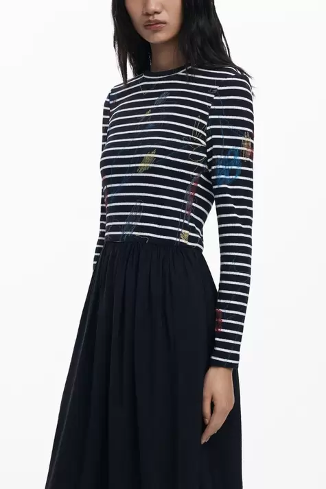 Vestido combinado rayas