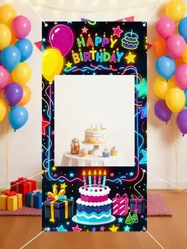 -8%Últimos 2 días1 pieza Marco de foto fluorescente para cumpleaños, Accesorio de cabina fotográfica con pastel, Diseño de globo, Pancarta de fondo para fiesta de cumpleaños, Pancarta retro de cabina fotográfica para fiesta de cumpleaños, Accesorios de fo