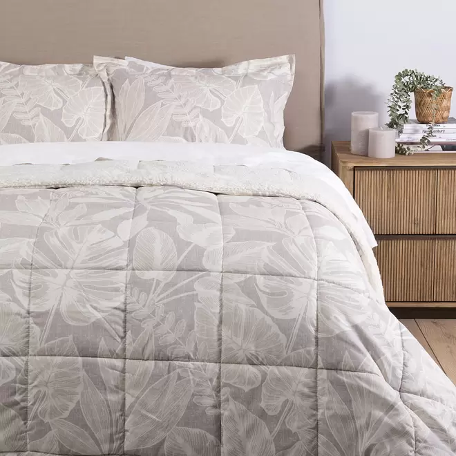 Plumón Estampado Sherpa Boira 1.5 Plazas Gris